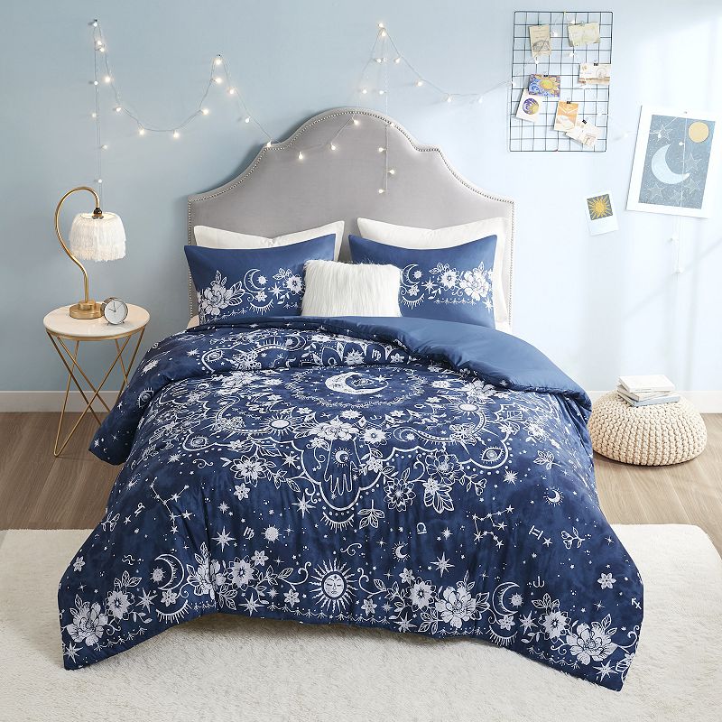 Intelligent Design Luna Antimicrobial Celestial Duvet Cover Set with Throw 