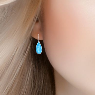 Aleure Precioso Sterling Silver Pear Shaped Gemstone Drop Earrings