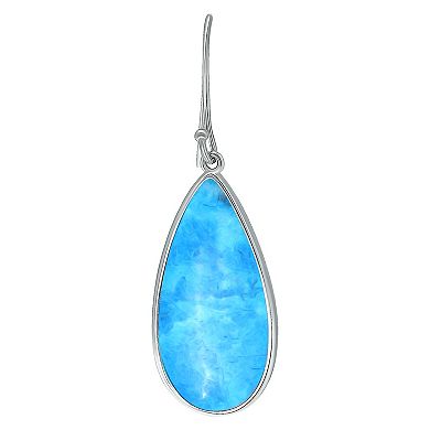 Aleure Precioso Sterling Silver Pear Shaped Gemstone Drop Earrings