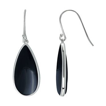 Aleure Precioso Sterling Silver Pear Shaped Gemstone Drop Earrings