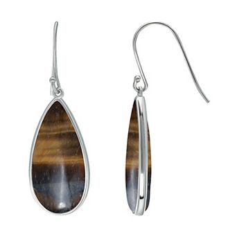 Aleure Precioso Sterling Silver Pear Shaped Gemstone Drop Earrings