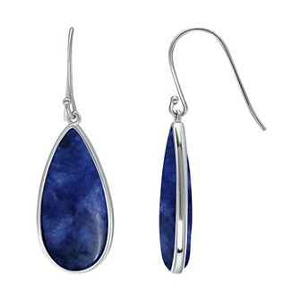 Aleure Precioso Sterling Silver Pear Shaped Gemstone Drop Earrings