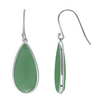 Aleure Precioso Sterling Silver Pear Shaped Gemstone Drop Earrings