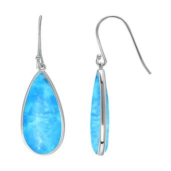 Aleure Precioso Sterling Silver Pear Shaped Gemstone Drop Earrings