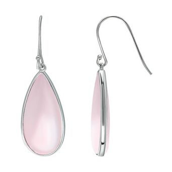 Aleure Precioso Sterling Silver Pear Shaped Gemstone Drop Earrings