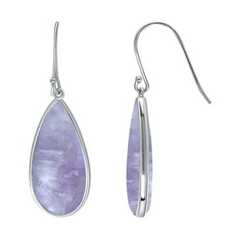 Aleure Precioso Sterling Silver Pear Shaped Gemstone Drop Earrings