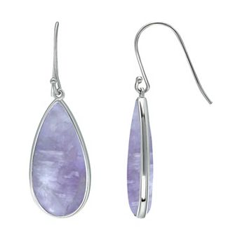 Aleure Precioso Sterling Silver Pear Shaped Gemstone Drop Earrings