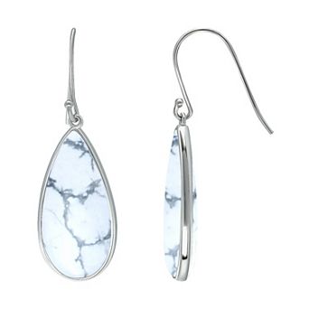 Aleure Precioso Sterling Silver Pear Shaped Gemstone Drop Earrings