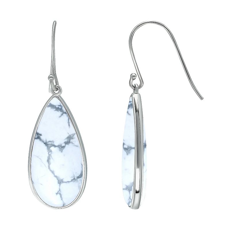 Aleure Precioso Sterling Silver Pear Shaped Gemstone Drop Earrings, Womens