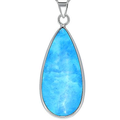 Aleure Precioso Sterling Silver Pear Shaped Gemstone Drop Pendant Necklace