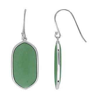 Aleure Precioso Sterling Silver Oval Gemstone Drop Earrings