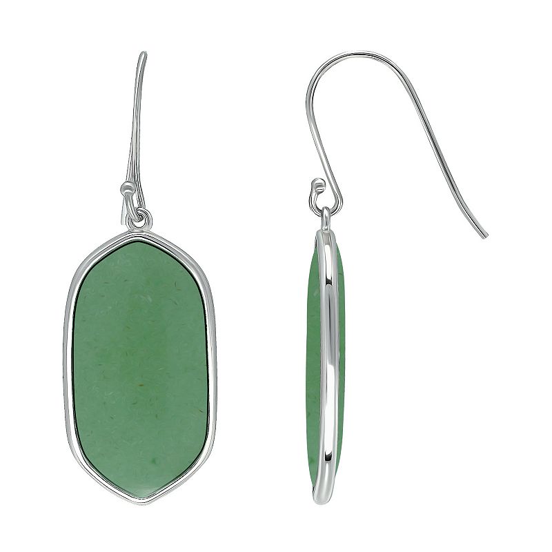 Aleure Precioso Sterling Silver Oval Gemstone Drop Earrings, Womens, Green