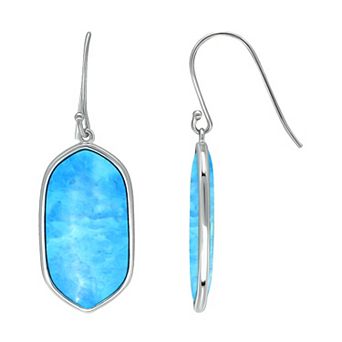 Aleure Precioso Sterling Silver Oval Gemstone Drop Earrings