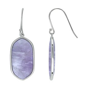 Aleure Precioso Sterling Silver Oval Gemstone Drop Earrings