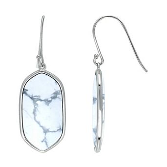Aleure Precioso Sterling Silver Oval Gemstone Drop Earrings