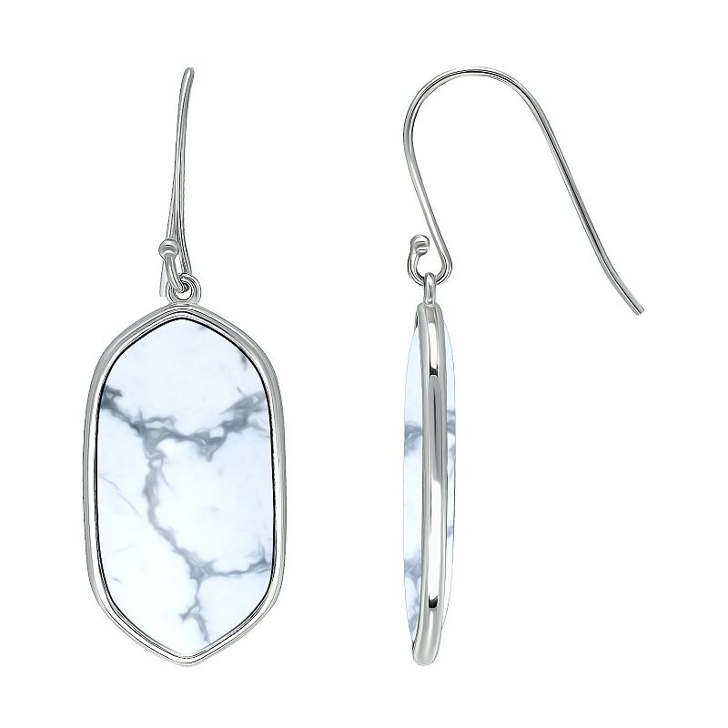 Aleure Precioso Sterling Silver Oval Gemstone Drop Earrings, Womens, White