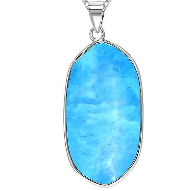 Aleure Precioso Sterling Silver Oval Gemstone Drop Pendant Necklace