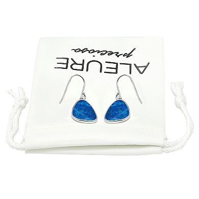 Aleure Precioso Sterling Silver Freeform Sodalite Drop Earrings