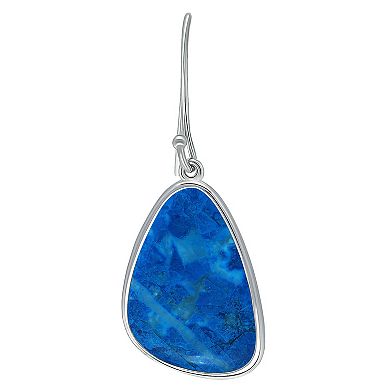 Aleure Precioso Sterling Silver Freeform Sodalite Drop Earrings