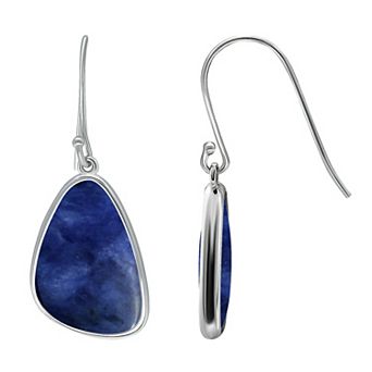 Aleure Precioso Sterling Silver Freeform Sodalite Drop Earrings