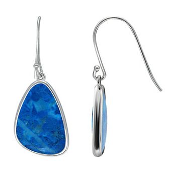 Aleure Precioso Sterling Silver Freeform Sodalite Drop Earrings