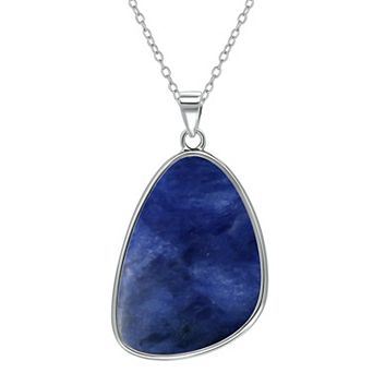 Aleure Precioso Sterling Silver Gemstone Drop Pendant Necklace