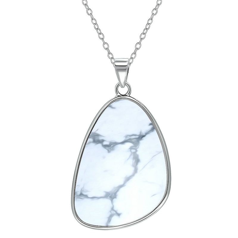 Aleure Precioso Sterling Silver Gemstone Drop Pendant Necklace, Womens, S