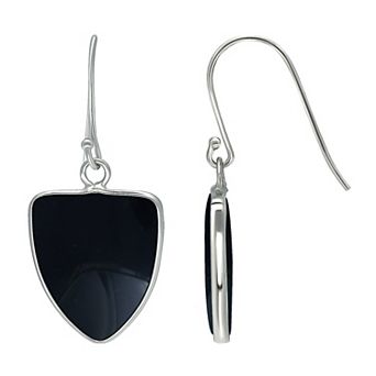 Aleure Precioso Sterling Silver Triangle Shaped Gemstone Drop Earrings