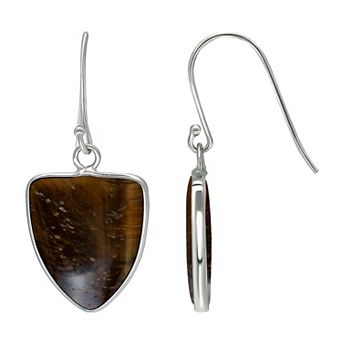 Aleure Precioso Sterling Silver Triangle Shaped Gemstone Drop Earrings