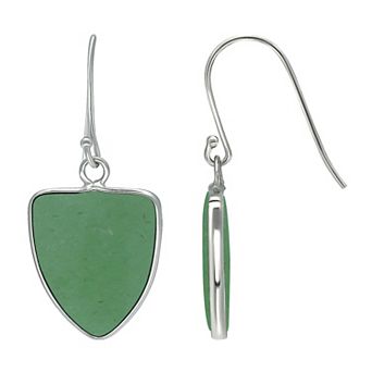 Aleure Precioso Sterling Silver Triangle Shaped Gemstone Drop Earrings