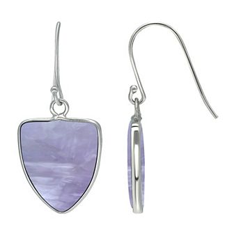 Aleure Precioso Sterling Silver Triangle Shaped Gemstone Drop Earrings