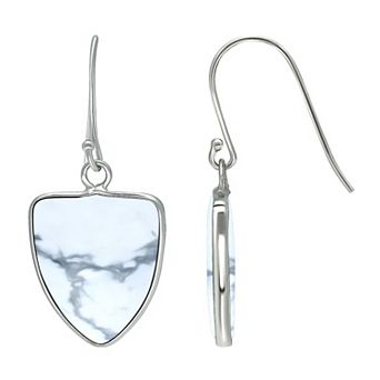 Aleure Precioso Sterling Silver Triangle Shaped Gemstone Drop Earrings