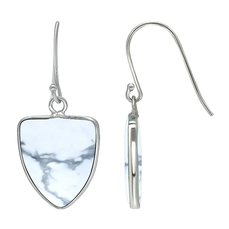 Aleure Precioso Sterling Silver Triangle Shaped Gemstone Drop Earrings, Wom