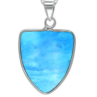 Aleure Precioso Sterling Silver Triangle Shaped Gemstone Drop Pendant Necklace