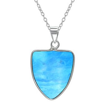 Aleure Precioso Sterling Silver Triangle Shaped Gemstone Drop Pendant Necklace