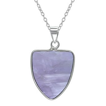 Aleure Precioso Sterling Silver Triangle Shaped Gemstone Drop Pendant Necklace