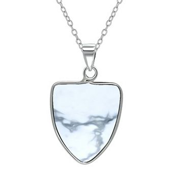 Aleure Precioso Sterling Silver Triangle Shaped Gemstone Drop Pendant Necklace