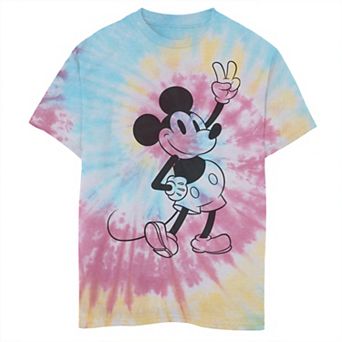 Disney's Mickey and Friends Boys 8-20 Mickey Peace Outline Tie Dye Graphic Tee