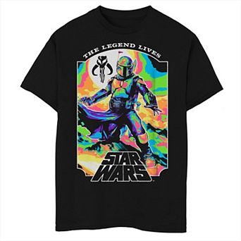 Boys 6-20 Star Wars Book of Boba Fett The Legend Lives Thermal Imaging Boba Fett Poster Graphic Tee