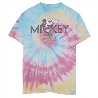Disney's Mickey and Friends Boys 8-20 Classic Mickey Text Tie Dye Graphic Tee