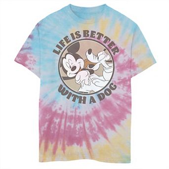 Disney's Mickey and Friends Boys 8-20 Life Is Better With A Dog Tie Dye Graphic Tee