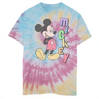 Disney's Mickey Mouse Boys 8-20 Standing Vertical Rainbow Name Tie Dye Graphic Tee