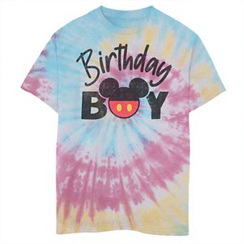 Disney's Mickey & Friends Boys 8-20 Birthday Boy Mickey Logo Tie Dye Graphic Tee