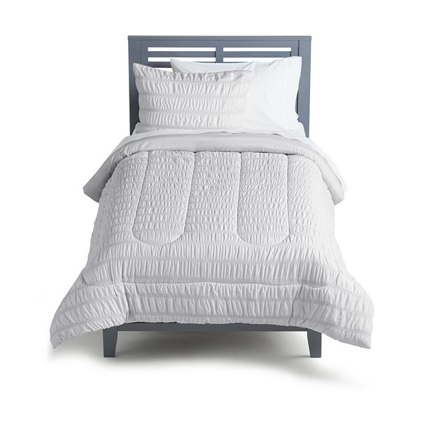 The Big One Kids Gray Solid Seersucker Reversible Comforter Set