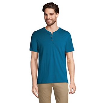 Men's Lands' End Short Sleeve Supima Jersey Henley Top