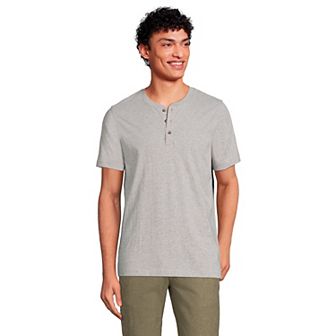 Men's Lands' End Short Sleeve Supima Jersey Henley Top