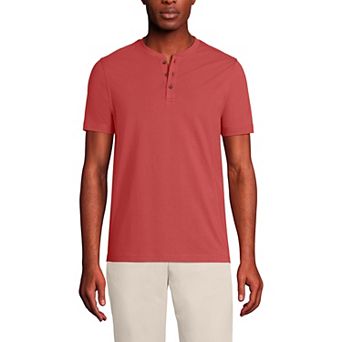 Men's Lands' End Short Sleeve Supima Jersey Henley Top