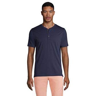 Men's Lands' End Short Sleeve Supima Jersey Henley Top