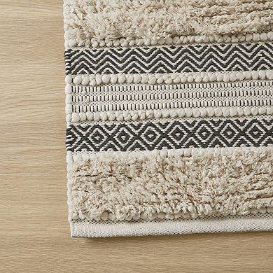 INK+IVY Asher Global Inspired Boho Handwoven Texture Stripe Bath Rug