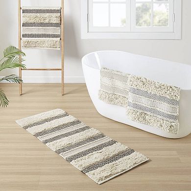 INK+IVY Asher Global Inspired Boho Handwoven Texture Stripe Bath Rug